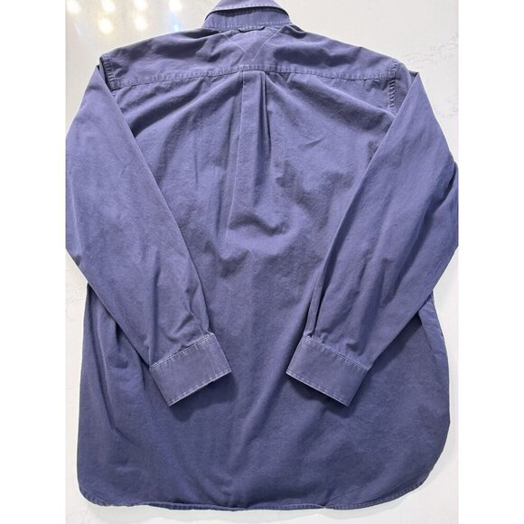 Vintage Tommy Hilfiger Men's L Heritage Work Shirt Button Navy Blue Long Sleeve - Picture 5 of 12